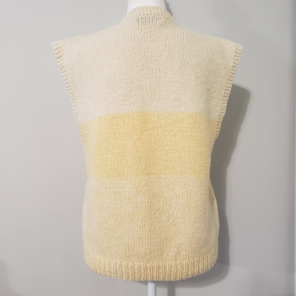 VTG JH Collectibles Womans Mohair Alpaca Blend Sweater Vest MED Cableknit Yellow - Picture 7 of 8